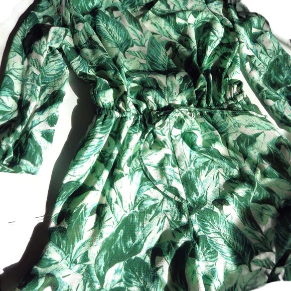 Dressy Romper/ Kaari Blue/Green Tropical Print/ Size M - Picture 4 of 6